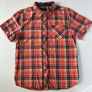 Lucky‎ Brand Men's Plaid Short Sleeve Button Down Shirt - Red Black